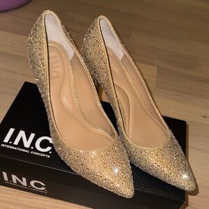 INC International Concepts Women's Glittering Gold Heels